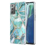 For Samsung Galaxy Note20 Electroplating Splicing Marble TPU Phone Case(Blue)