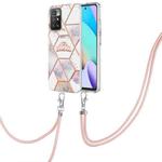 For Xiaomi Redmi 10 Electroplating Splicing Marble Flower TPU Phone Case with Lanyard(Crown)
