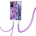 For Xiaomi Mi 11T / Mi 11T Pro Electroplating Splicing Marble TPU Phone Case with Lanyard(Dark Purple)