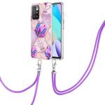 For Xiaomi Redmi 10 Electroplating Splicing Marble TPU Phone Case with Lanyard(Light Purple)