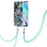For Xiaomi Redmi 10 Electroplating Splicing Marble TPU Phone Case with Lanyard(Blue Green)