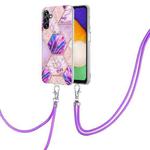 For Samsung Galaxy A13 5G Electroplating Splicing Marble TPU Phone Case with Lanyard(Light Purple)