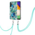 For Samsung Galaxy A13 5G Electroplating Splicing Marble TPU Phone Case with Lanyard(Green)