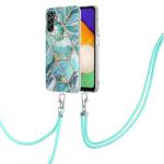 For Samsung Galaxy A13 5G Electroplating Splicing Marble TPU Phone Case with Lanyard(Blue)