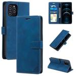For iPhone 12 Pro Max Skin Feel Anti-theft Brush Horizontal Flip Leather Phone Case(Blue)