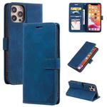For iPhone 12 / 12 Pro Skin Feel Anti-theft Brush Horizontal Flip Leather Phone Case(Blue)