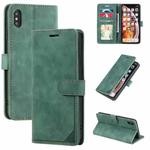 For iPhone XS Max Skin Feel Anti-theft Brush Horizontal Flip Leather Phone Case(Green)