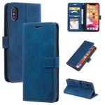 For iPhone X / XS Skin Feel Anti-theft Brush Horizontal Flip Leather Phone Case(Blue)