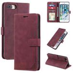 Skin Feel Anti-theft Brush Horizontal Flip Leather Phone Case For iPhone 8 Plus & 7 Plus(Red)