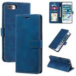 Skin Feel Anti-theft Brush Horizontal Flip Leather Phone Case For iPhone 8 Plus & 7 Plus(Blue)