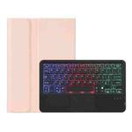 AHV7-AS Lambskin Texture Tri-color Backlight Bluetooth Keyboard Leather Tablet Case with Touchpad For Honor Tablet V7 Pro(Pink)