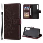 For Samsung Galaxy S22+ 5G Totem Flower Embossed Horizontal Flip Phone Leather Case with Holder & Card Slots & Wallet(Brown)