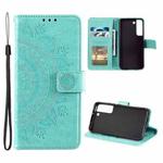 For Samsung Galaxy S22 5G Totem Flower Embossed Horizontal Flip Phone Leather Case with Holder & Card Slots & Wallet(Green)