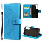 For Samsung Galaxy S22 5G Totem Flower Embossed Horizontal Flip Phone Leather Case with Holder & Card Slots & Wallet(Blue)