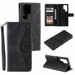 For Samsung Galaxy S22 Ultra 5G Stitching Calf Texture Horizontal Flip Phone  Leather Case with Holder & Card Slots & Wallet(Black)