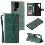 For Samsung Galaxy S22 Ultra 5G Stitching Calf Texture Horizontal Flip Phone  Leather Case with Holder & Card Slots & Wallet(Green)