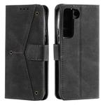 For Samsung Galaxy S22+ 5G Stitching Calf Texture Horizontal Flip Phone  Leather Case with Holder & Card Slots & Wallet(Black)