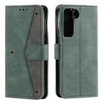 For Samsung Galaxy S22+ 5G Stitching Calf Texture Horizontal Flip Phone  Leather Case with Holder & Card Slots & Wallet(Green)