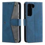 For Samsung Galaxy S22+ 5G Stitching Calf Texture Horizontal Flip Phone  Leather Case with Holder & Card Slots & Wallet(Dark Blue)