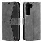 For Samsung Galaxy S22 5G Stitching Calf Texture Horizontal Flip Phone  Leather Case with Holder & Card Slots & Wallet(Grey)