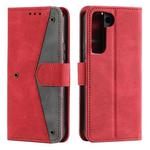 For Samsung Galaxy S22 5G Stitching Calf Texture Horizontal Flip Phone  Leather Case with Holder & Card Slots & Wallet(Red)