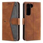 For Samsung Galaxy S22 5G Stitching Calf Texture Horizontal Flip Phone  Leather Case with Holder & Card Slots & Wallet(Brown)