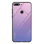 For Huawei Honor 7C / Enjoy 8 / Y7 (2018) Gradient Color Glass Case(Light Purple)