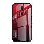 For OPPO F11 / A9 Gradient Color Glass Case(Red)