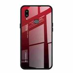 For Galaxy A10s Gradient Color Glass Case(Red)