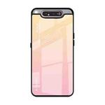 For Galaxy A80 Gradient Color Glass Case(Yellow)