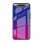 For Galaxy A80 Gradient Color Glass Case(Red Blue)