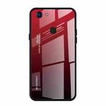 For OPPO F5 Gradient Color Glass Case(Red)