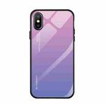 For iPhone X / XS Gradient Color Glass Case(Light Purple)