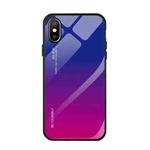 For iPhone X / XS Gradient Color Glass Case(Red Blue)