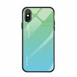 For iPhone X / XS Gradient Color Glass Case(Sky Blue)