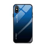 For iPhone X / XS Gradient Color Glass Case(Blue)