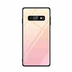 For Galaxy S10 Gradient Color Glass Case(Yellow)