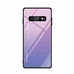 For Galaxy S10 Gradient Color Glass Case(Light Purple)