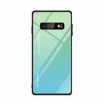 For Galaxy S10 Gradient Color Glass Case(Sky Blue)