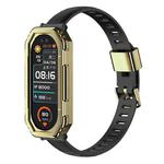 For Xiaomi Mi Band 6 / 5 TPU Watch Band + PC Watch Case Set(Black Gold)