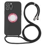 For iPhone 13 Pro Acrylic Hollow Out Phone Case with Lanyard (Black)