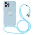 For iPhone 13 Pro Acrylic Hollow Out Phone Case with Lanyard (Sky Blue)