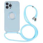 For iPhone 13 Pro Max Acrylic Hollow Out Phone Case with Lanyard (Sky Blue)