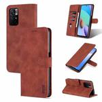 For Xiaomi Redmi Note 11 / Poco M4 Pro 5G AZNS Skin Feel Calf Texture Horizontal Flip Leather Phone Case with Card Slots & Holder & Wallet(Brown)