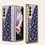 For Samsung Galaxy Z Fold3 5G GKK Floral Pattern Electroplating Tempered Glass Phone Case(Flower 03)