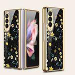 For Samsung Galaxy Z Fold3 5G GKK Floral Pattern Electroplating Tempered Glass Phone Case(Flower 06)