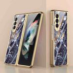 For Samsung Galaxy Z Fold3 5G GKK Marble Pattern Electroplating Tempered Glass Phone Case(Marble 03)