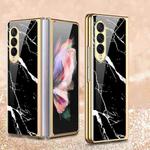 For Samsung Galaxy Z Fold3 5G GKK Marble Pattern Electroplating Tempered Glass Phone Case(Marble 07)