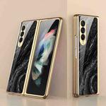 For Samsung Galaxy Z Fold3 5G GKK Marble Pattern Electroplating Tempered Glass Phone Case(Marble 08)