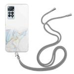 For Xiaomi Redmi Note 11 Pro Global Hollow Marble Pattern TPU Shockproof Phone Case with Neck Strap Rope(Grey)